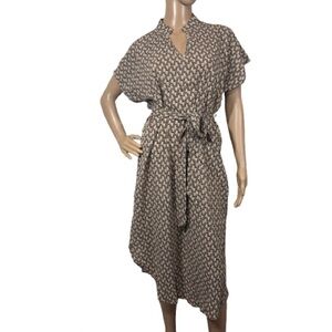 Emery Rose Black/Tan Patterned Round Hem Dress Size L NEW
